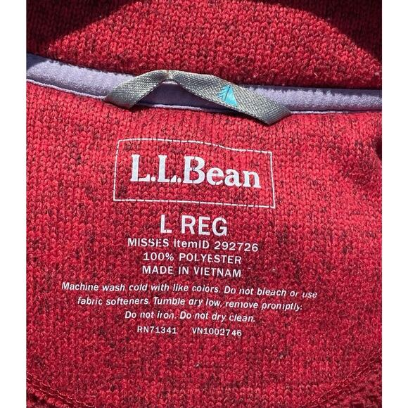 LL Bean Heathered Red 1/4 Snap Sweater Fleece Pullover Size Large MSRP $89 - Picture 10 of 10